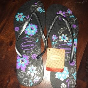 havaianas Flip flops In Black With flowers